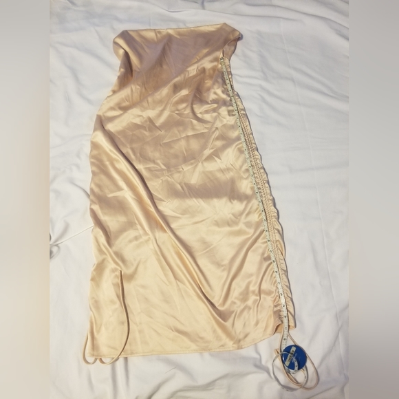 NWT LEAU Women's Classic Satin Drawstring Mini Dress Champagne Size XL - Picture 11 of 11